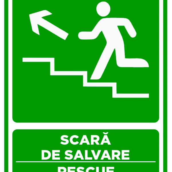 Semn pentru scara de salvare sprea stanga sus