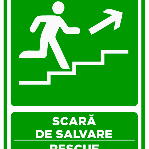 Semn pentru scara de salvare sprea dreapta sus