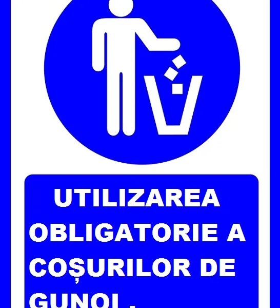 Placuta pentru utilizarea obligatorie a cosurilor de gunoi