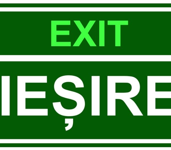 Indicator EXIT ieșire de urgență - Semn pentru uși de evacuare conform normelor