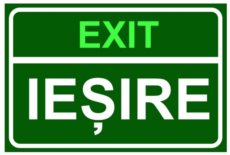 Indicator EXIT ieșire de urgență - Semn pentru uși de evacuare conform normelor