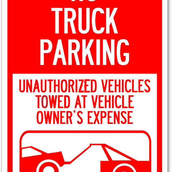 No truck parking sign