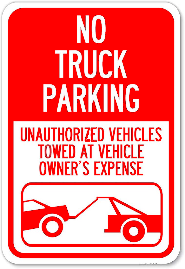No truck parking sign
