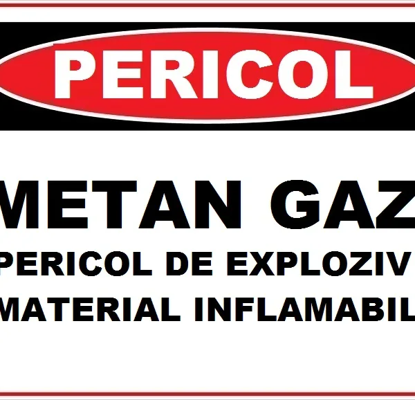 Placuta pericol metan gaz pericol de explozie material inflamabil