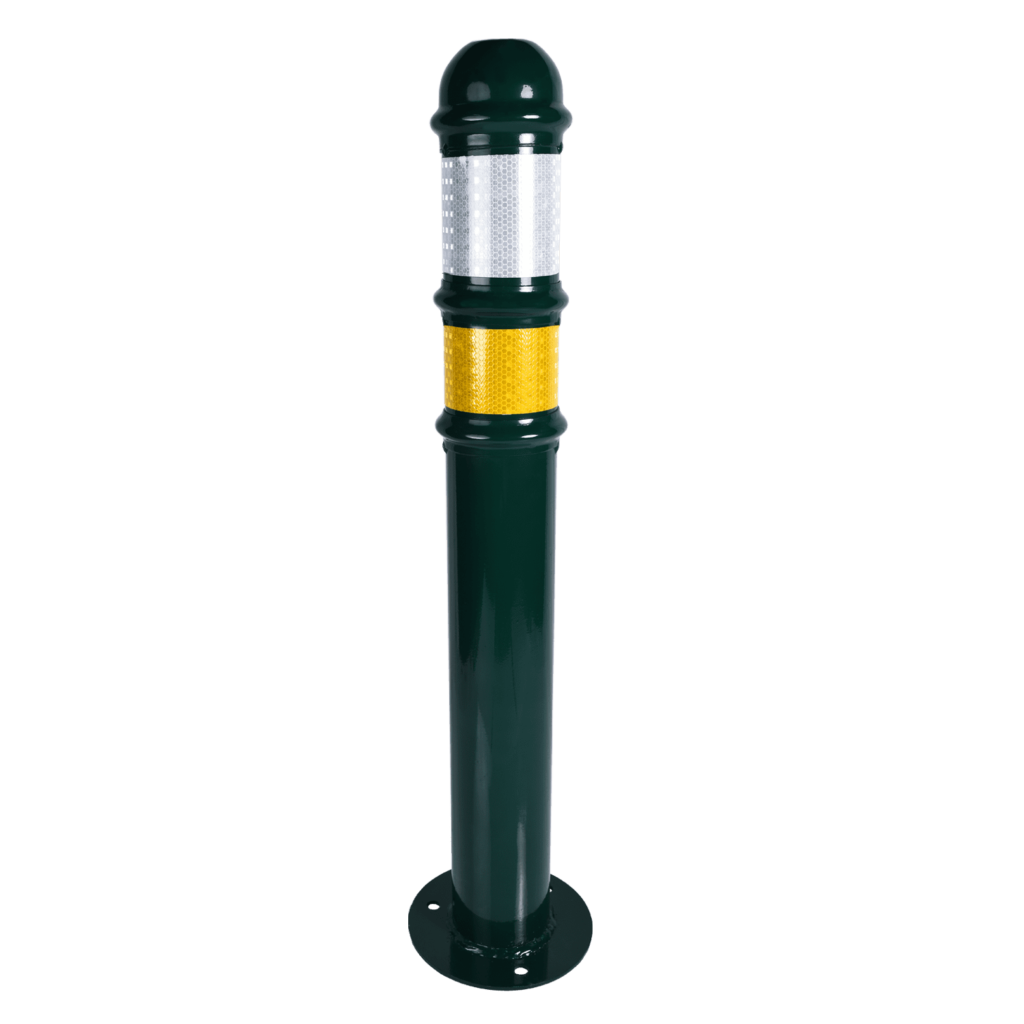 Stalp metalic reflectorizant pentru protectie verde