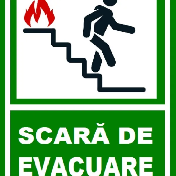 Placuta pentru scara de evacuare iesire pe scari in dreapta jos