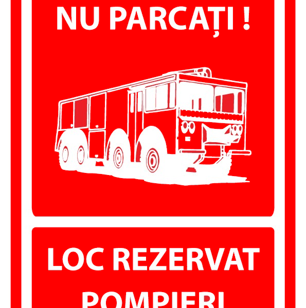 Semn pentru loc de parcate rezervat pompierilor