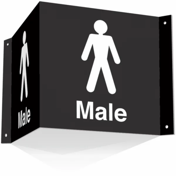 With two faces for the men's toilet sign