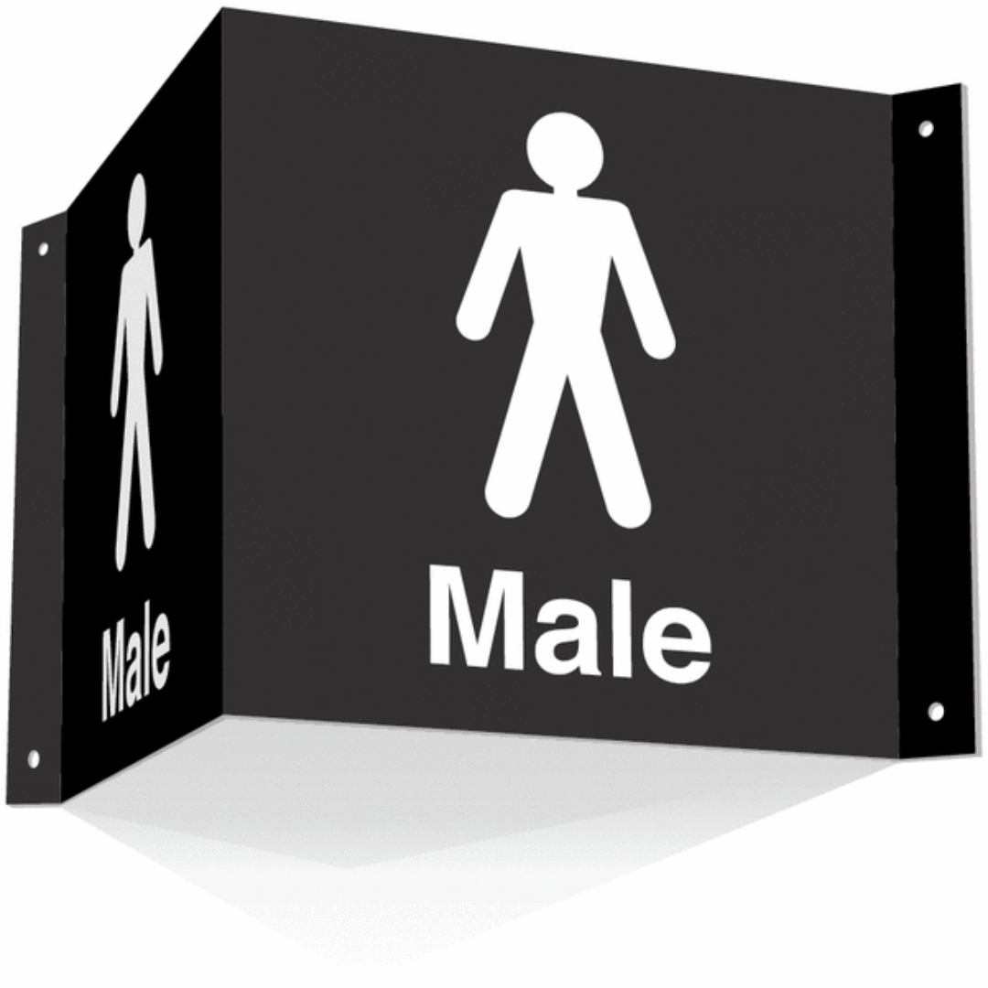 With two faces for the men's toilet sign