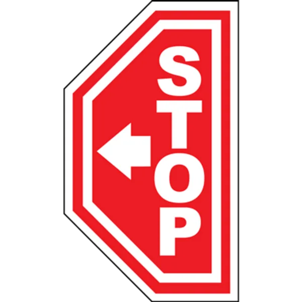 Etichetă marcaje STOP cu săgeată stânga/dreapta - Siguranță rutieră și vizibilitate sporită