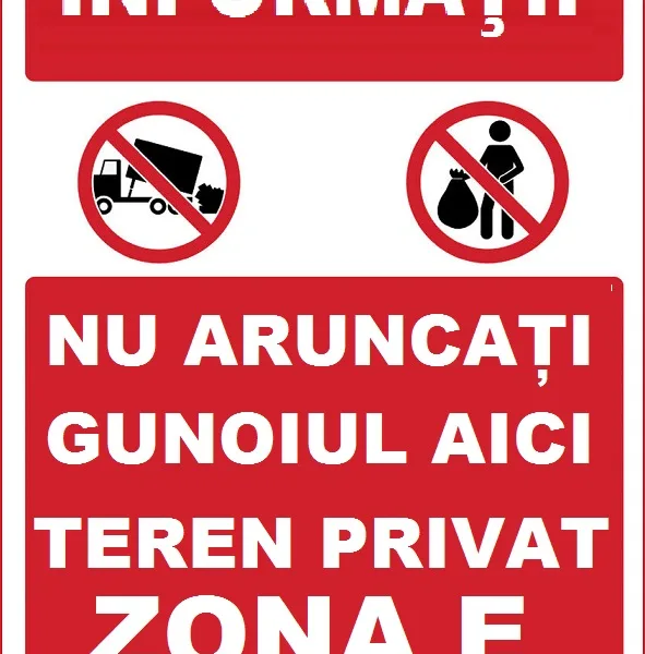 Placuta pentru teren privat nu aruncati gunoiul