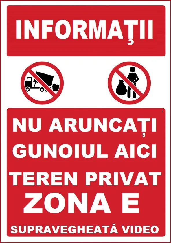 Placuta pentru teren privat nu aruncati gunoiul
