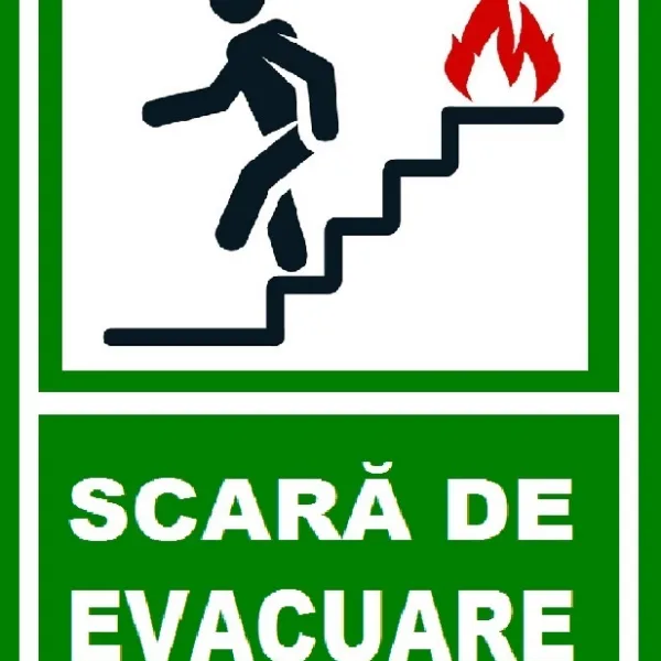 Placuta pentru scara de evacuare iesire pe scari in stanga jos