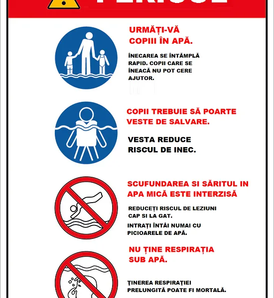 Placuta cu instructiuni pentru piscina