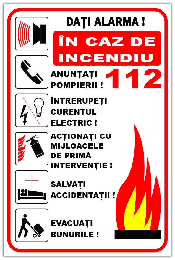 Plăcuță DATI ALARMA INCENDIU 112” - Indicator de Urgență pentru Protecție și Siguranță