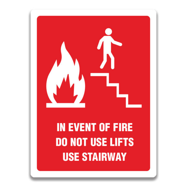 Indicator evacuare incendiu „Nu folosiți liftul - Folosiți scările” | Semn securitate anti-incendiu