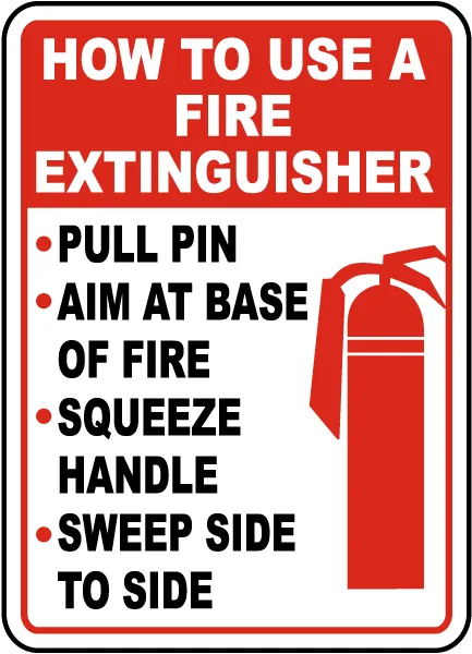 Indicator Instrucțiuni de utilizare a stingatoarelor de incendiu - semnalizare de securitate PSI, conform normelor ISU