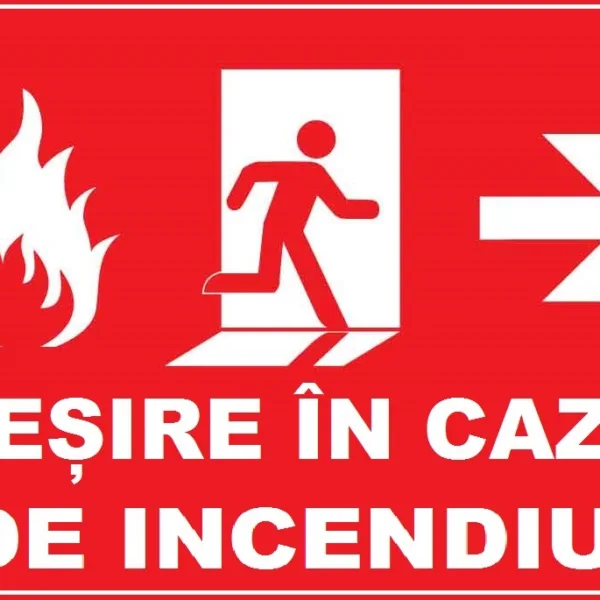 Placuta pentru iesire in caz de incendiu cu sageata in dreapta
