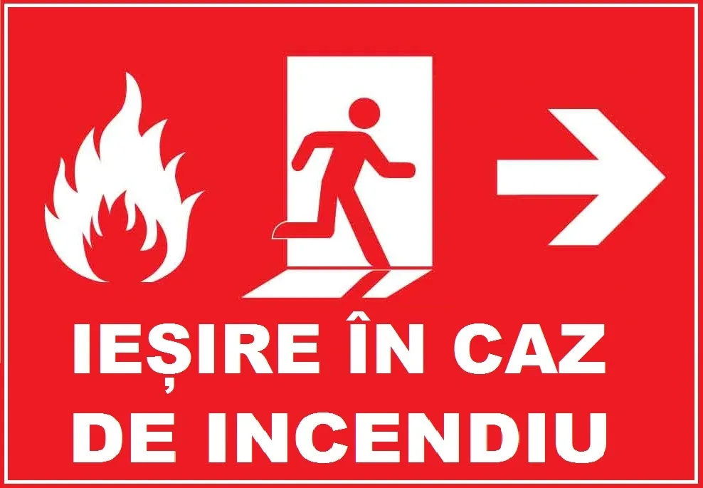 Placuta pentru iesire in caz de incendiu cu sageata in dreapta