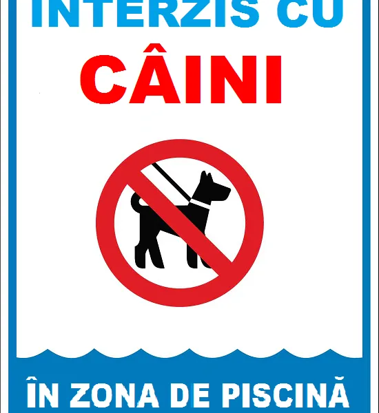 Placuta interzis cu caini in zona de piscina