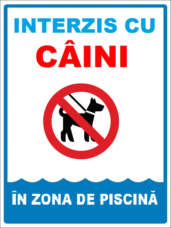 Placuta interzis cu caini in zona de piscina