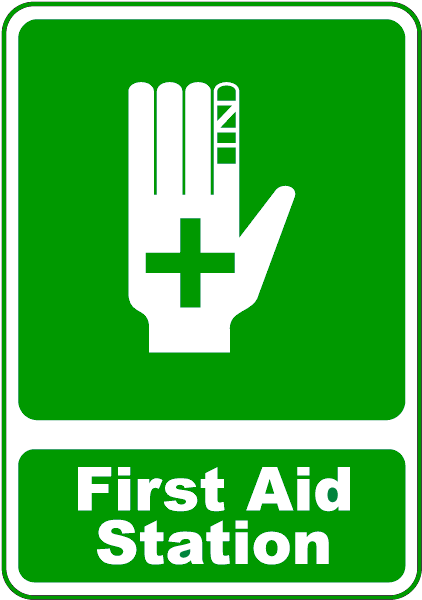 Sign first aid station