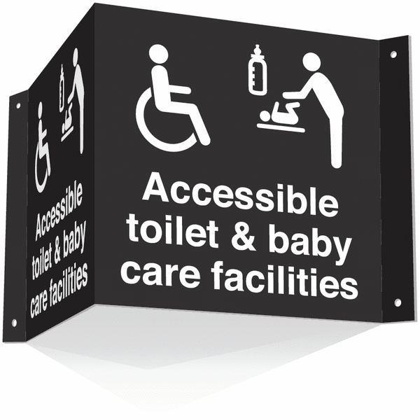 Indicator „Accessible Toilet & Baby Changing” - Dublă Față, Prindere Laterală