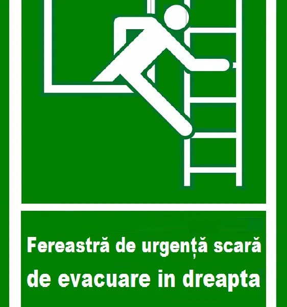 Placuta pentru fereastra de urgenta scara de evacuare in dreapta