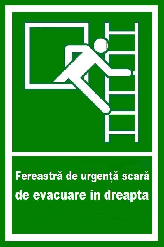 Placuta pentru fereastra de urgenta scara de evacuare in dreapta