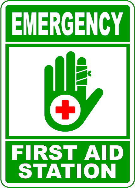 Sign emergency first aid station