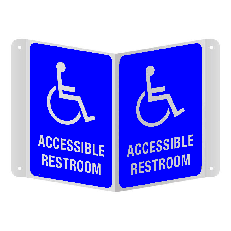 Plăcuță 3D Dublă „Restroom Accessible” - Cu Două Fețe și Prindere Laterală