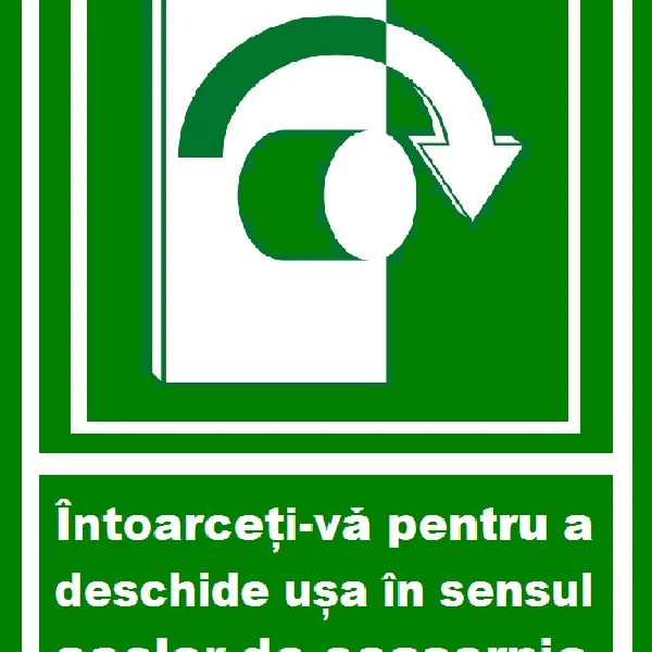 Placuta intoarceti-va pentru a deschide usa în sensul acelor de ceasornic spre dreapta