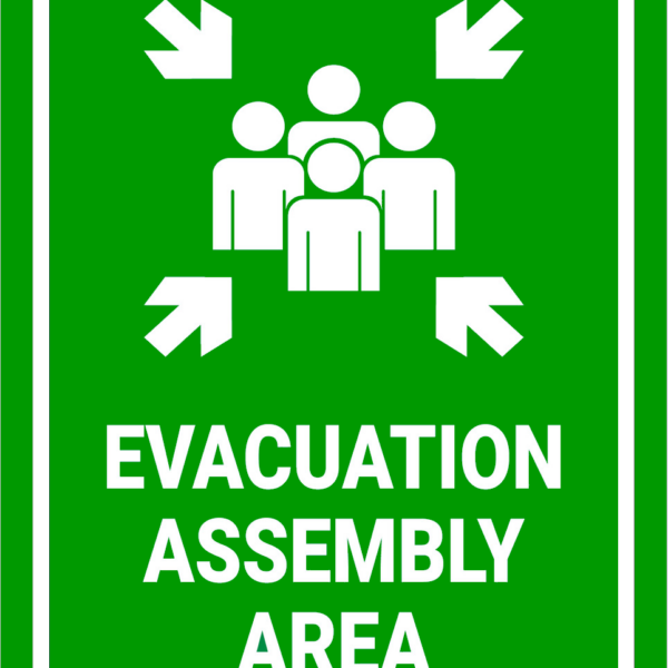 Sign evacuation assembly area