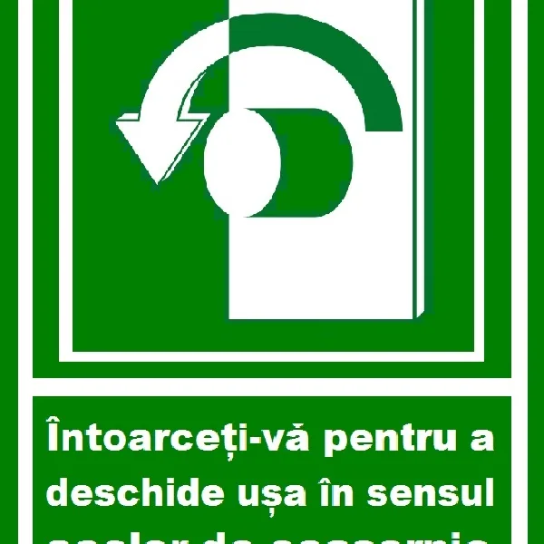 Placuta intoarceti-va pentru a deschide usa în sensul acelor de ceasornic spre stanga