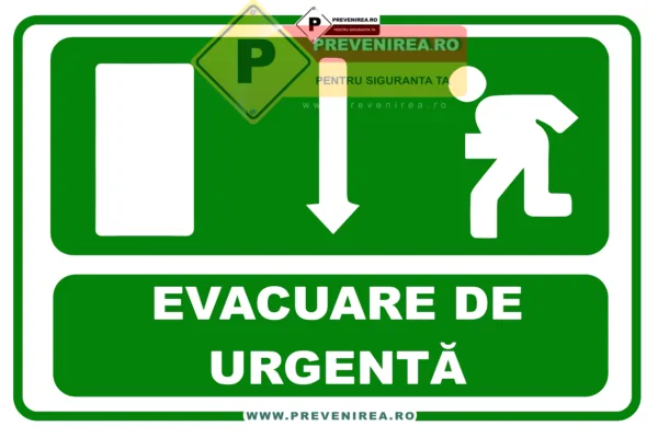 Indicator Evacuare Săgeată Jos - Siguranță Rapidă în Situații de Urgență