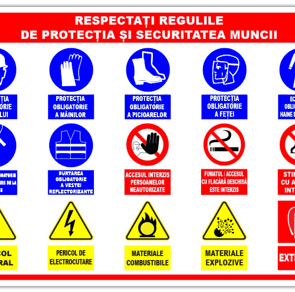 Panou pentru respectarea regulilor de protectia si securitatea muncii