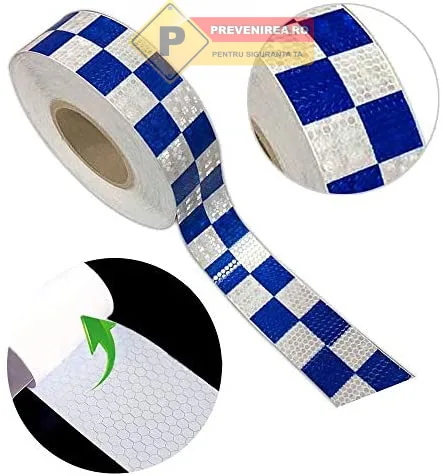 Benzi Reflectorizante Alb-Albastru pentru Autospeciale - Vizibilitate Maximă Zi și Noapte