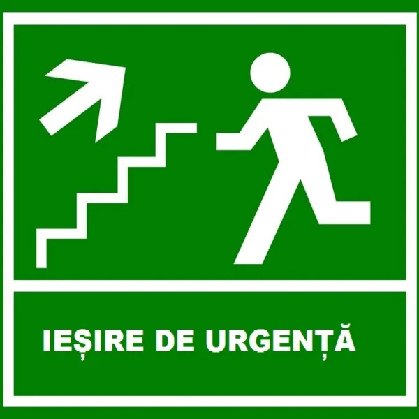 Placuta de iesire de urgenta  scari cu sageata in stanga sus