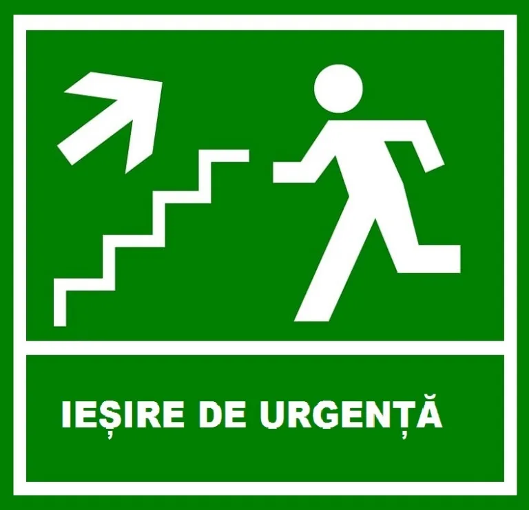 Placuta de iesire de urgenta  scari cu sageata in stanga sus
