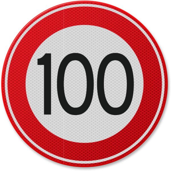 Semn din aluminiu de circulație 100 km