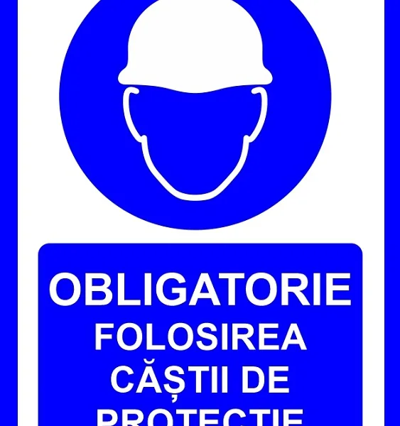 Placuta obligatorie folosirea castii de protectie