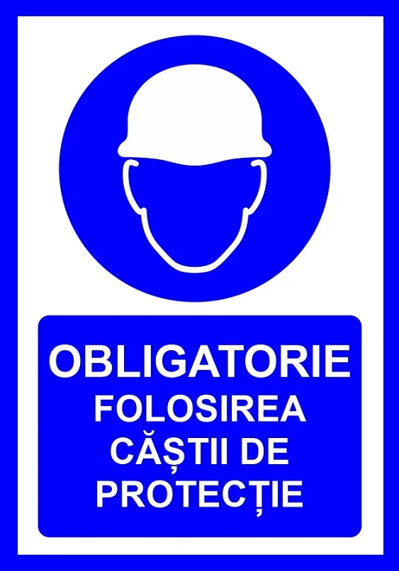 Placuta obligatorie folosirea castii de protectie