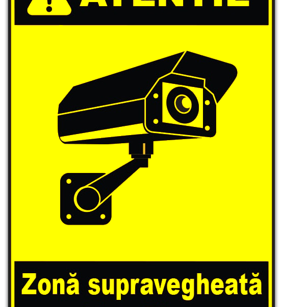 Semn pentru zona supraveghere video 24 ore