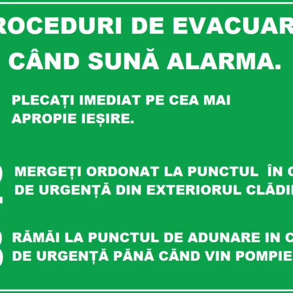 Placuta pentru proceduri de evacuare