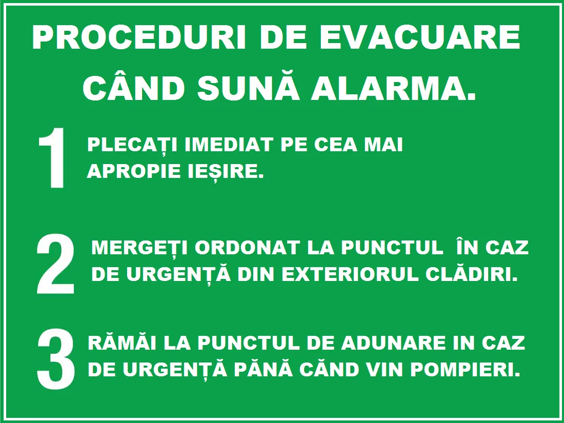 Placuta pentru proceduri de evacuare