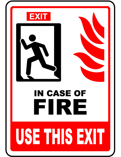 Sign exit in case of fire use this exit