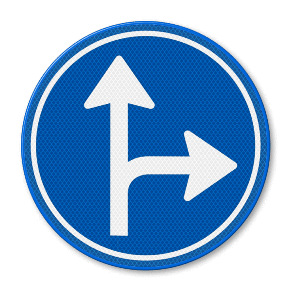Indicator Aluminiu - „Conduceți Drept Înainte sau Virați la Dreapta”