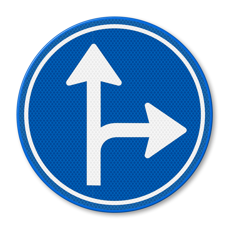 Indicator Aluminiu - „Conduceți Drept Înainte sau Virați la Dreapta”