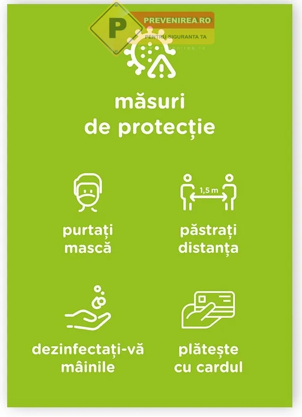 Panou informativ măsuri de protecție pentru clienți și angajați