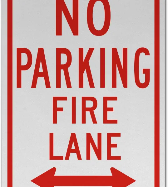 No Parking Fire Lane Double Arrow Sign